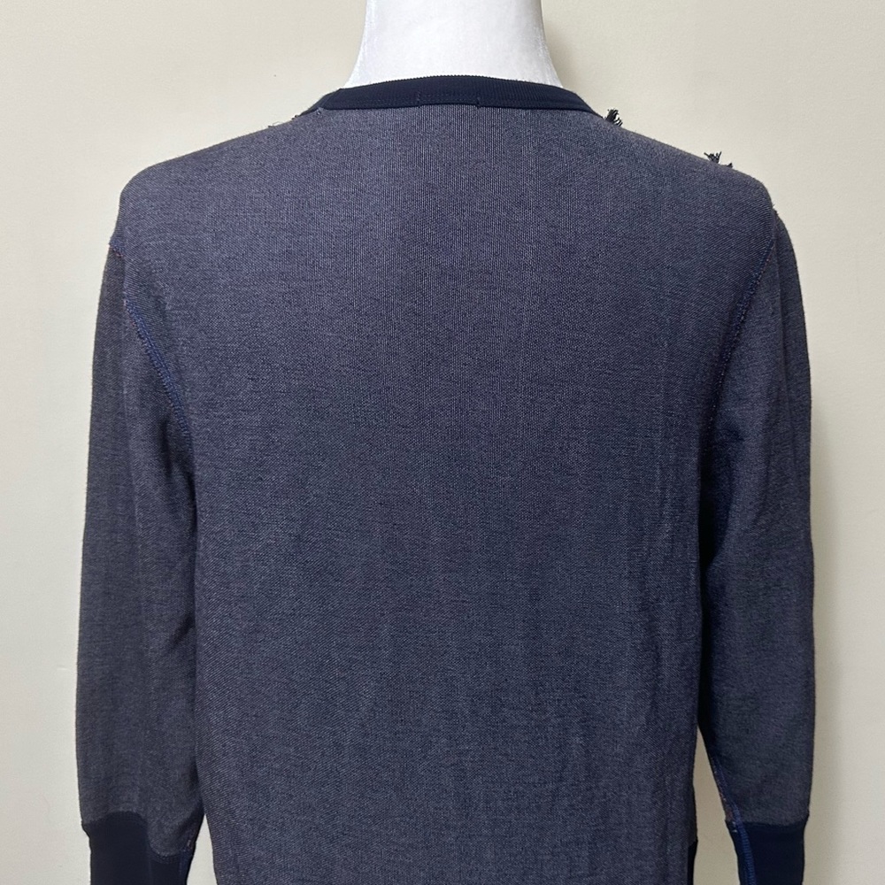 J Crew Black Label Blue Crush Velvet Beads Silver Tinsel Fringe Pullover Top S/M - Picture 10 of 15